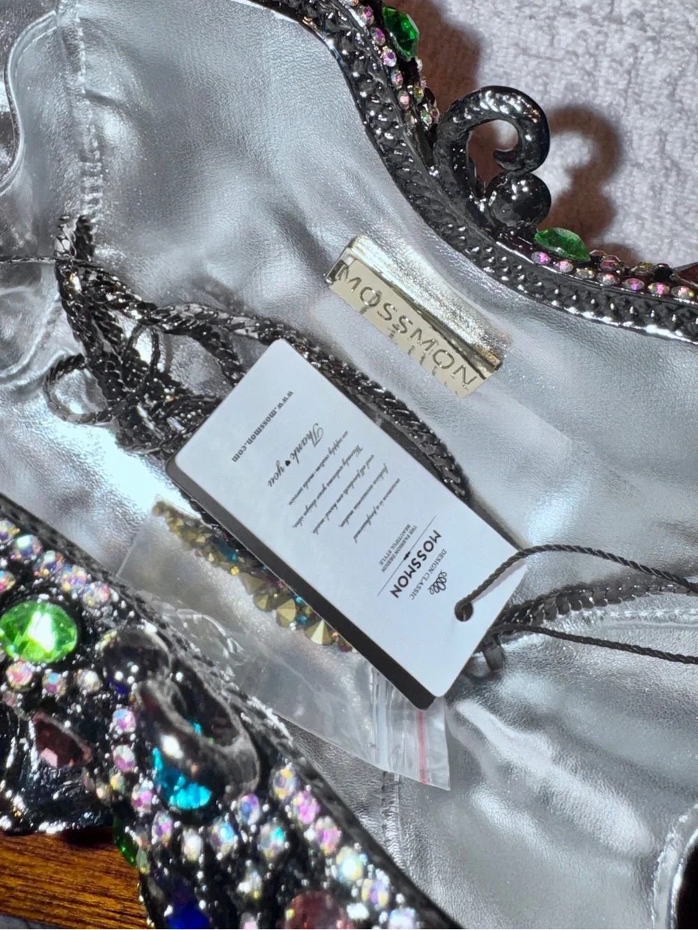 Crystal-Embellished Rose and Rainbow Color Vibrant sparkly Opera Clutch Bag